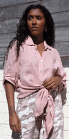 Trapani Button Down Linen Tunic - Shop Gigi Moda - Made in Italy # 100% Linen, Blouse, button down, Cuffed Sleeves, Gigi Moda, italian top, Linen, Made in Italy, one size, OS, resort, resort wear, Top, tunic