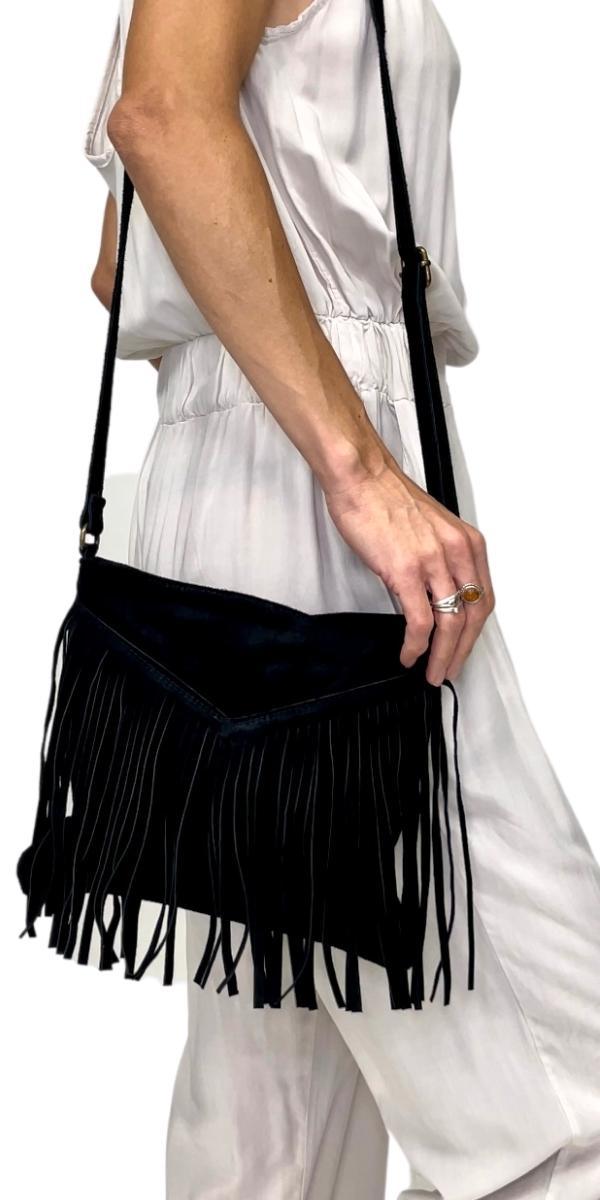 The Frida - Gigi Moda - Made in Italy # ADJUSTABLE, clutch, fringe bag, Gigi Moda, handbag, italian leather, Leather, Made in Italy, sale, SUEDE, zipper bag