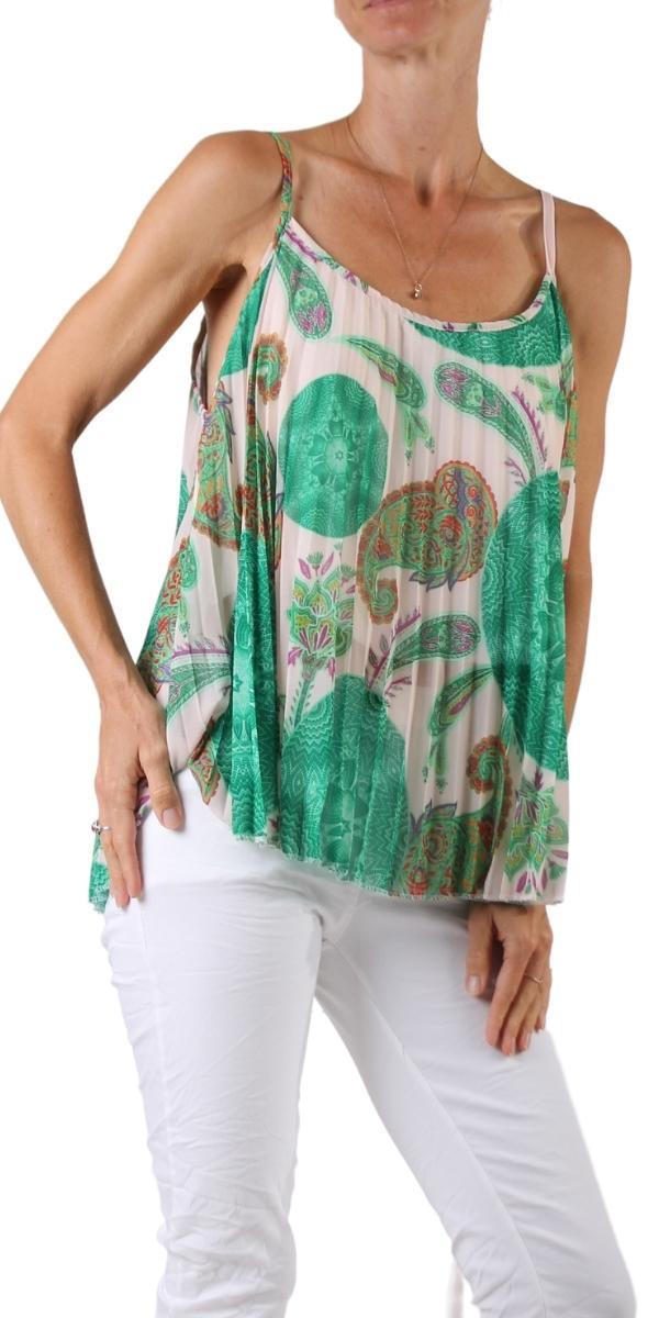 Edie Tank - Gigi Moda - Made in Italy # comfortable, comfy top, Gigi Moda, italian tank top, Made in Italy, OS, paisley print, pleated, resort wear, SPRING TOP, tank, Tank Top, viscose