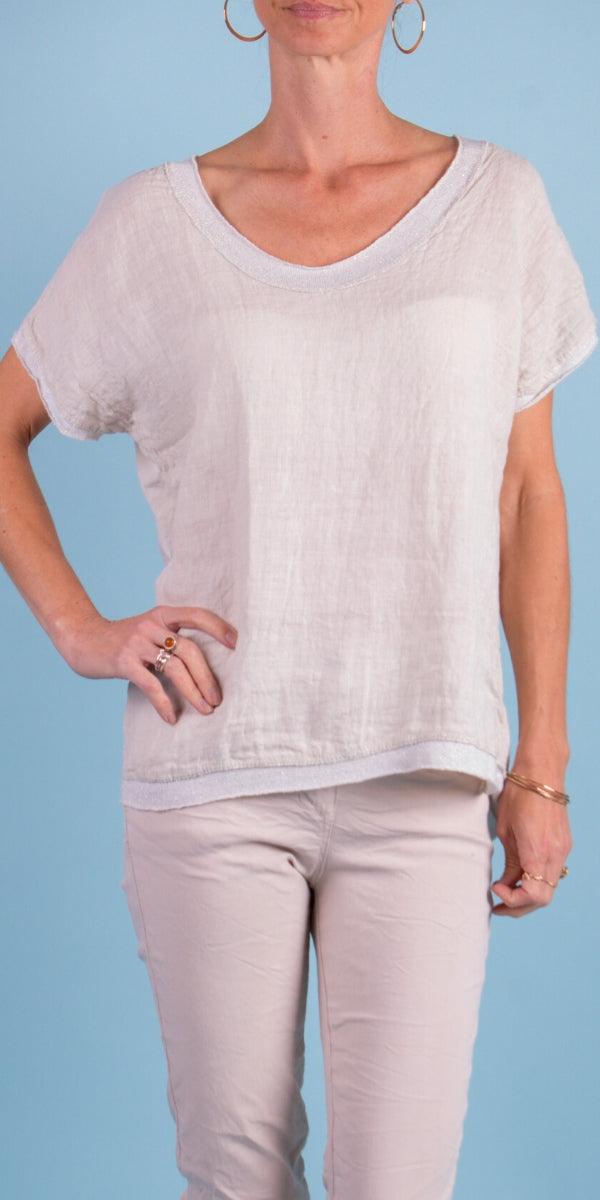 Nico Linen Top - Gigi Moda - Made in Italy # 100% Linen, Blouse, free shipping, Gigi Moda, italian top, Linen, Made in Italy, maxretail, shop gigi moda, Sleeves, Top