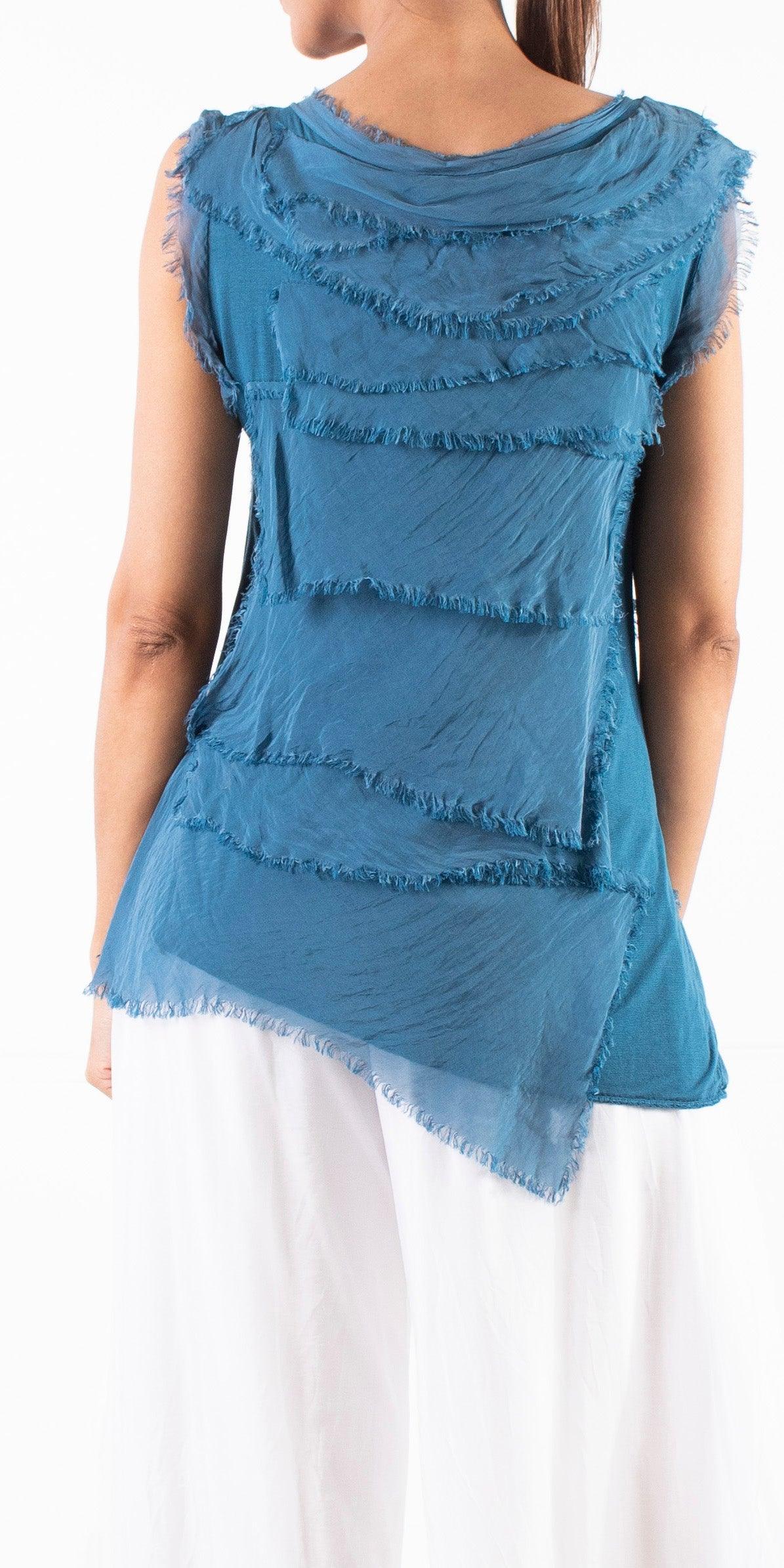 Siena Sleeveless Top - Gigi Moda - Made in Italy # Blouse, Gigi Moda, Made in Italy, one size, OS, Ruffle, Silk, Sleeveless, Top
