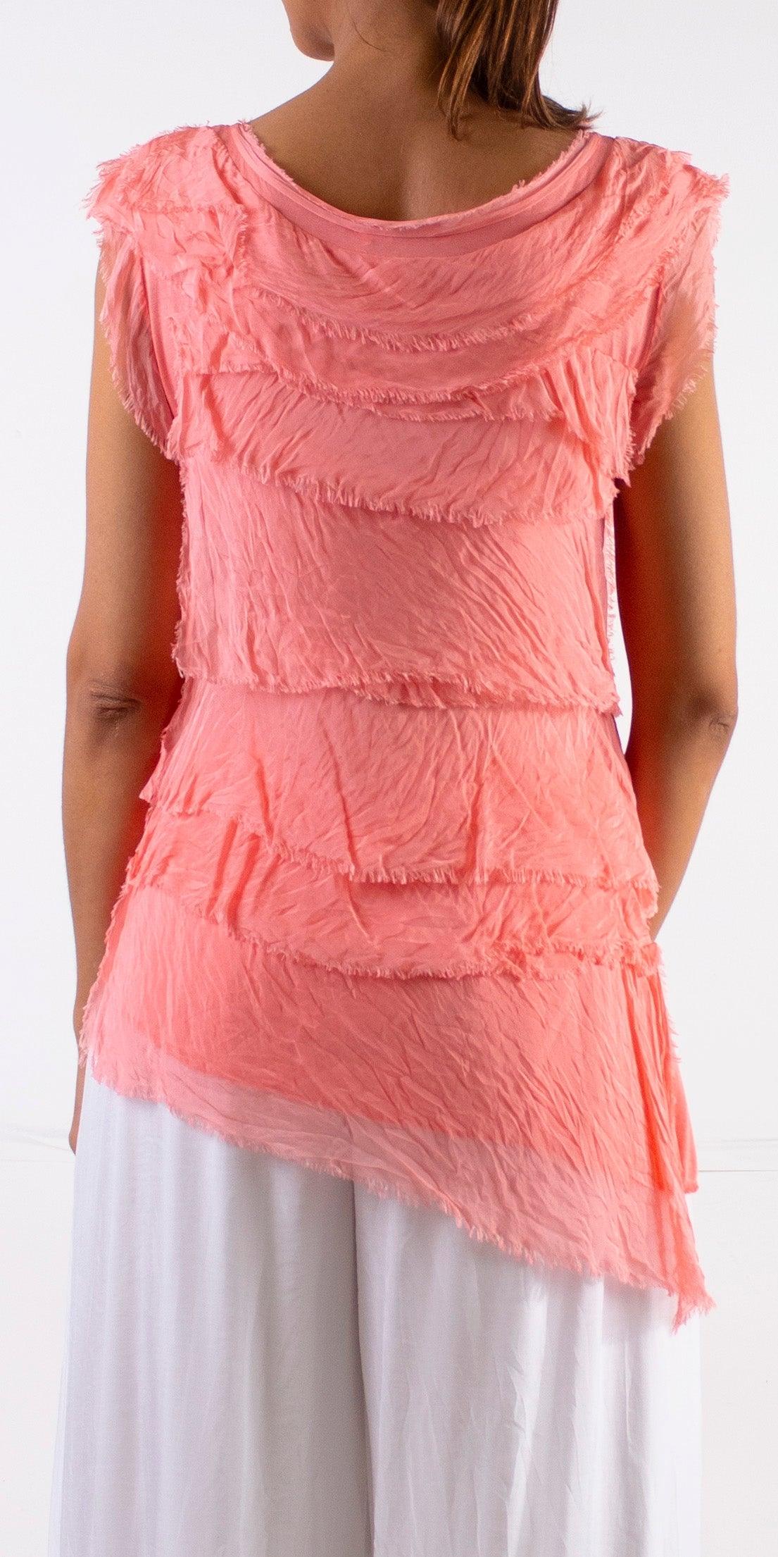 Siena Sleeveless Top - Gigi Moda - Made in Italy # Blouse, Gigi Moda, Made in Italy, one size, OS, Ruffle, Silk, Sleeveless, Top