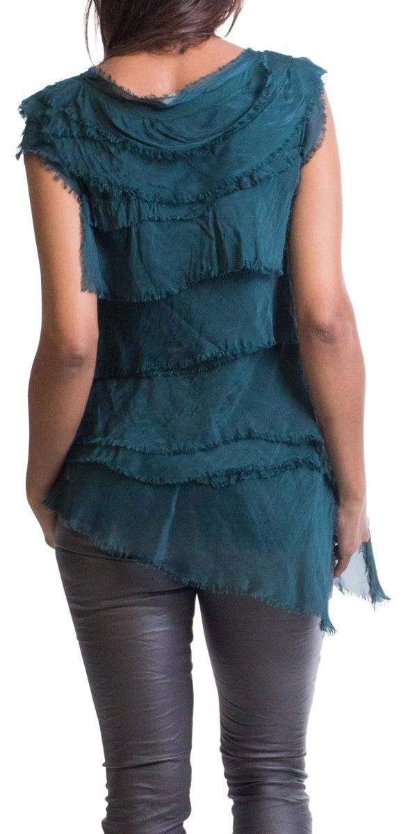 Siena Sleeveless Top - Gigi Moda - Made in Italy # Blouse, Gigi Moda, Made in Italy, one size, OS, Ruffle, Silk, Sleeveless, Top