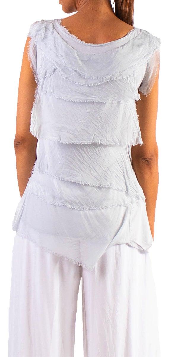 Siena Sleeveless Top - Gigi Moda - Made in Italy # Blouse, Gigi Moda, Made in Italy, one size, OS, Ruffle, Silk, Sleeveless, Top