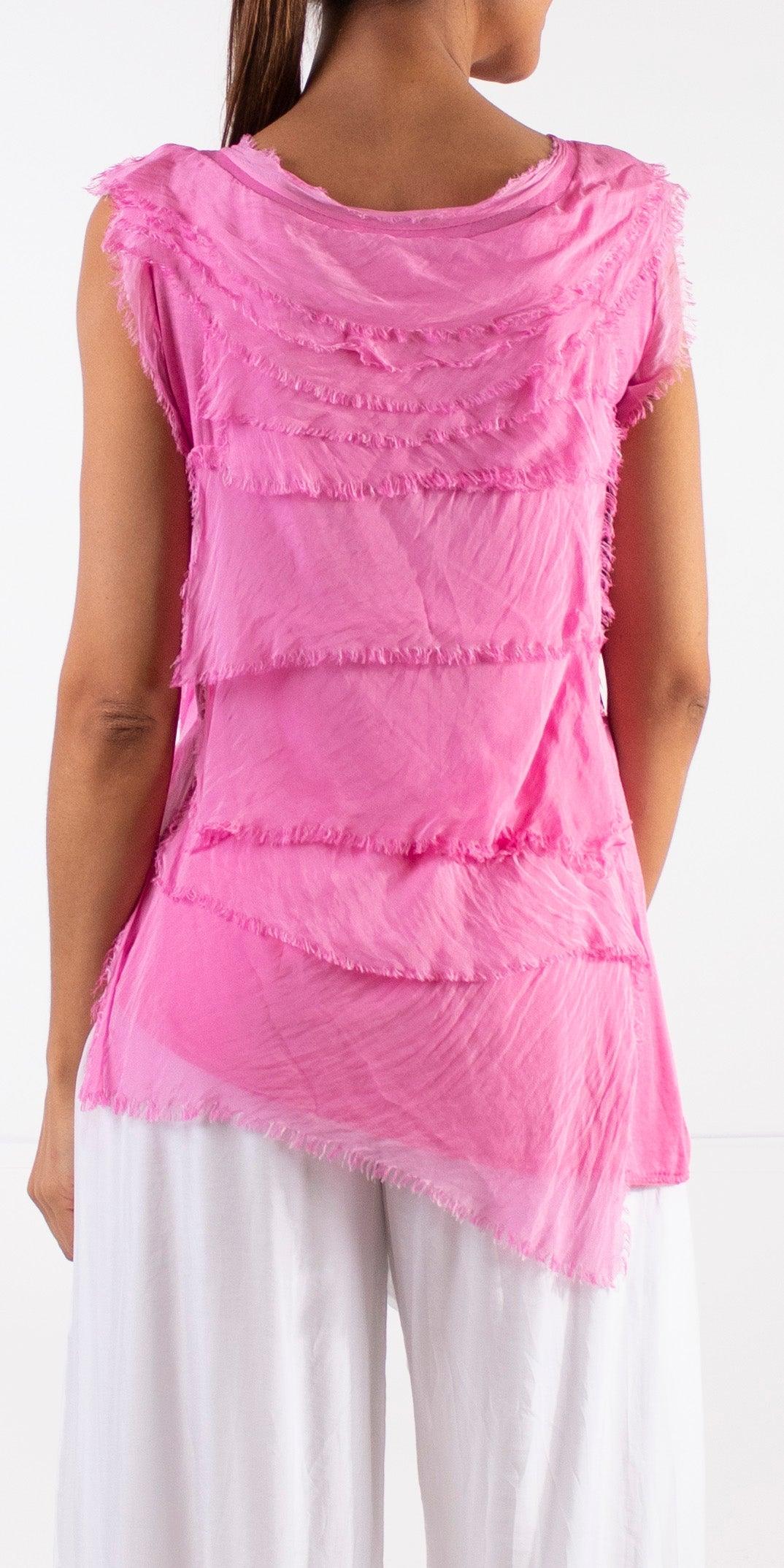 Siena Sleeveless Top - Gigi Moda - Made in Italy # Blouse, Gigi Moda, Made in Italy, one size, OS, Ruffle, Silk, Sleeveless, Top