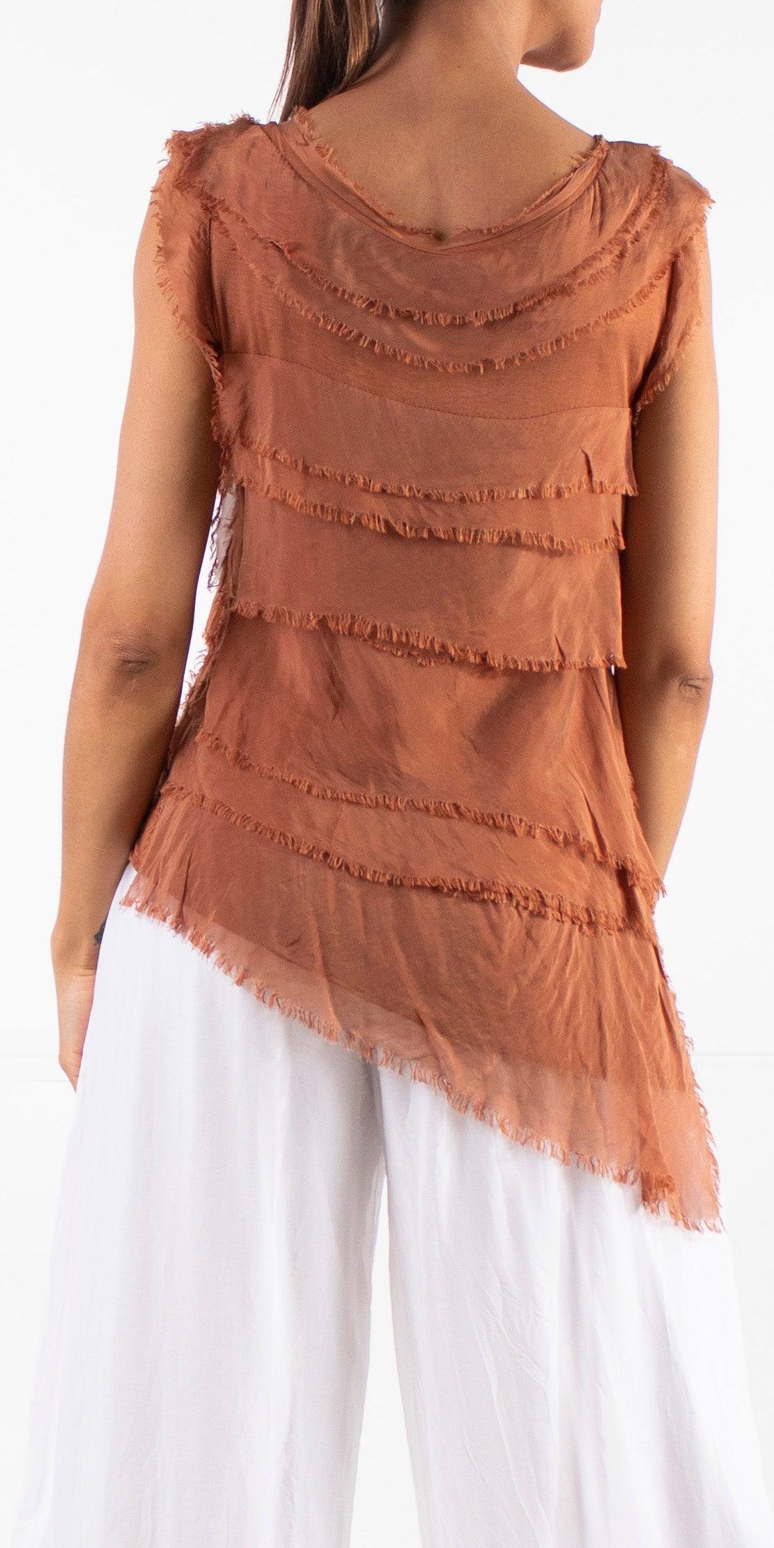 Siena Sleeveless Top - Gigi Moda - Made in Italy # Blouse, Gigi Moda, Made in Italy, one size, OS, Ruffle, Silk, Sleeveless, Top