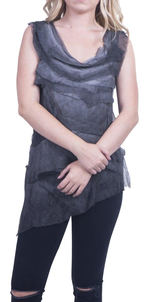 Siena Sleeveless Top - Gigi Moda - Made in Italy # Blouse, Gigi Moda, Made in Italy, one size, OS, Ruffle, Silk, Sleeveless, Top