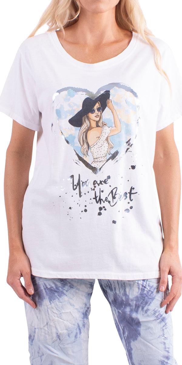 Bernice Tee - Gigi Moda - Made in Italy # 100% Cotton, brush stroke print, brushstroke print, Graphic Print, paint splatter, paint splatter design, Print, short sleeve, T Shirt, TEE, tee shirt