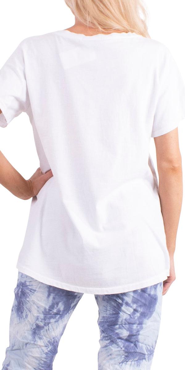 Bernice Tee - Gigi Moda - Made in Italy # 100% Cotton, brush stroke print, brushstroke print, Graphic Print, paint splatter, paint splatter design, Print, short sleeve, T Shirt, TEE, tee shirt