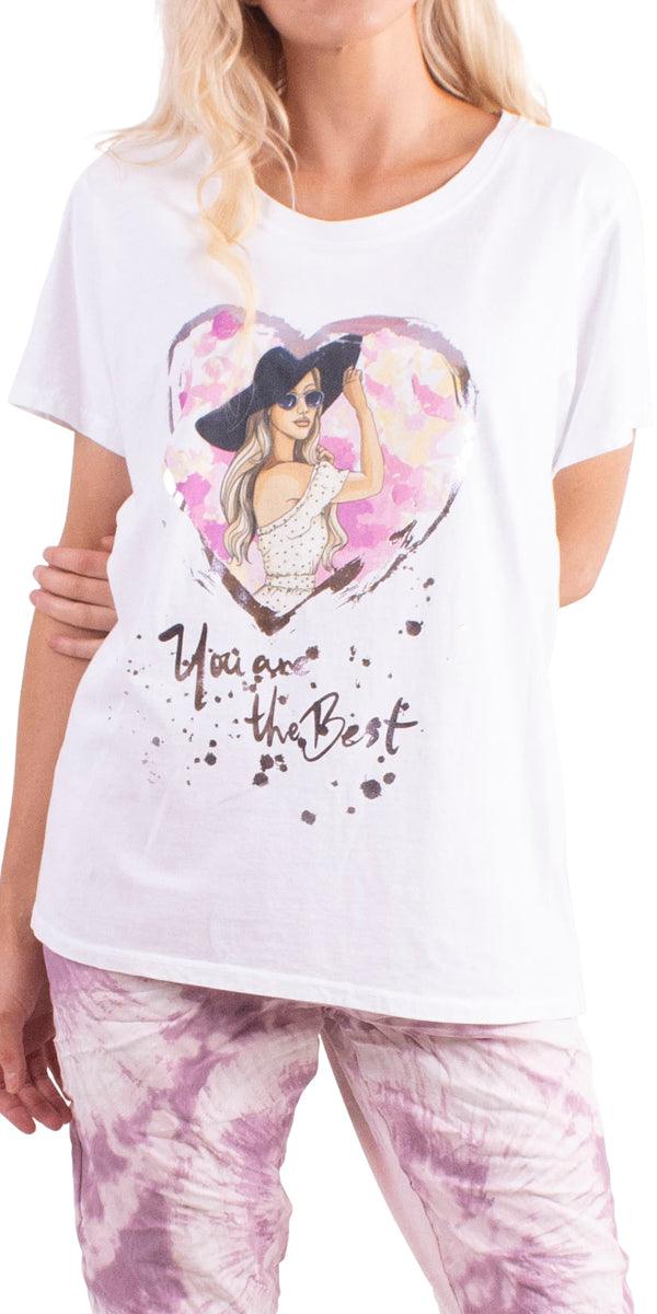 Bernice Tee - Gigi Moda - Made in Italy # 100% Cotton, brush stroke print, brushstroke print, Graphic Print, paint splatter, paint splatter design, Print, short sleeve, T Shirt, TEE, tee shirt