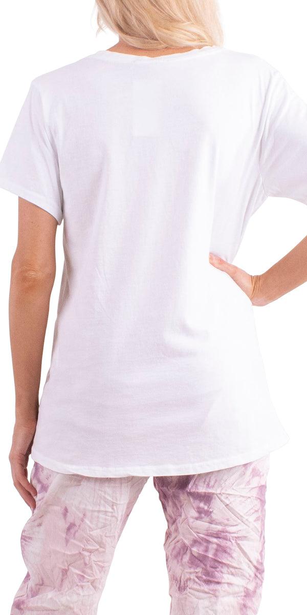 Bernice Tee - Gigi Moda - Made in Italy # 100% Cotton, brush stroke print, brushstroke print, Graphic Print, paint splatter, paint splatter design, Print, short sleeve, T Shirt, TEE, tee shirt