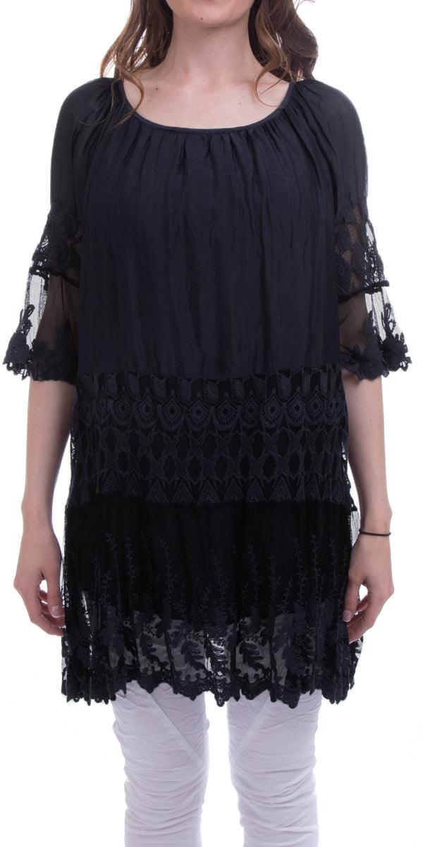 Lina Tunic Dress - Gigi Moda - Made in Italy # Dress, Embroidery, floral lace, Gigi Moda, Made in Italy, OS