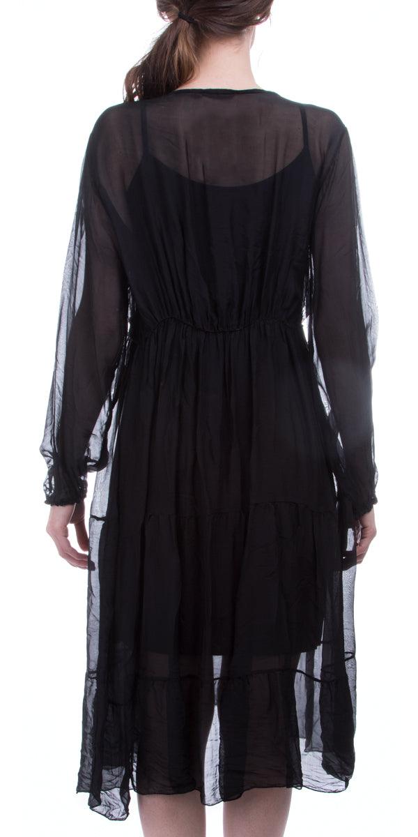 Medina Dress - Gigi Moda - Made in Italy # Dress, Embroidery, Gigi Moda, Italian clothes, italian dress, Long Sleeve, Made in Italy, OS, Silk, V-Neck dress