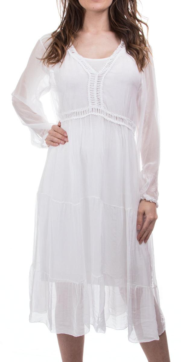 Medina Dress - Gigi Moda - Made in Italy # Dress, Embroidery, Gigi Moda, Italian clothes, italian dress, Long Sleeve, Made in Italy, OS, Silk, V-Neck dress