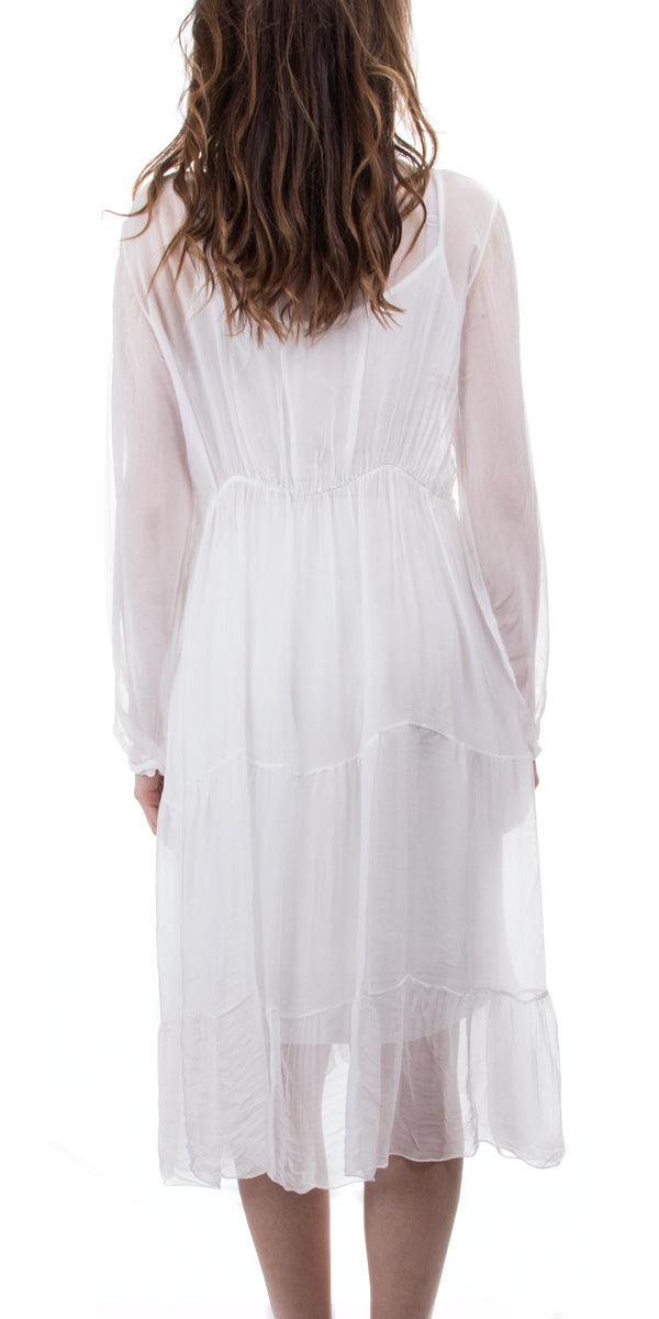 Medina Dress - Gigi Moda - Made in Italy # Dress, Embroidery, Gigi Moda, Italian clothes, italian dress, Long Sleeve, Made in Italy, OS, Silk, V-Neck dress