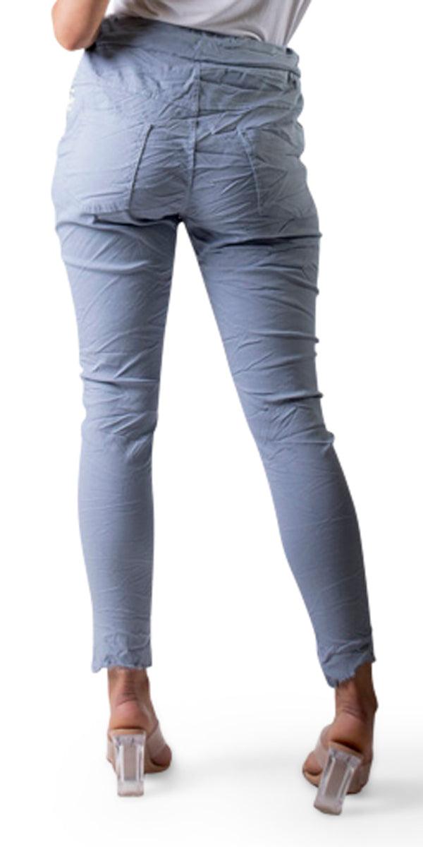 Ricamo Tie-Waist Pants - Gigi Moda - Made in Italy # COMFY PANTS, Cropped pants, cuffed pant, drawstring pant, gigi moda, Italian pant, Pants, sequin pockets, sequins, STRETCHY PANT, tie waist