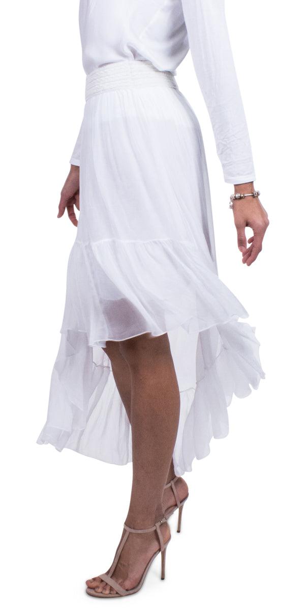 Noemie Maxi Skirt - Gigi Moda - Made in Italy # 100% Silk, Gigi Moda, Made in Italy, Maxi Skirt, OS, Ruffle, Ruffled Skirt, Silk, Skirt, Tier Ruffle, washable