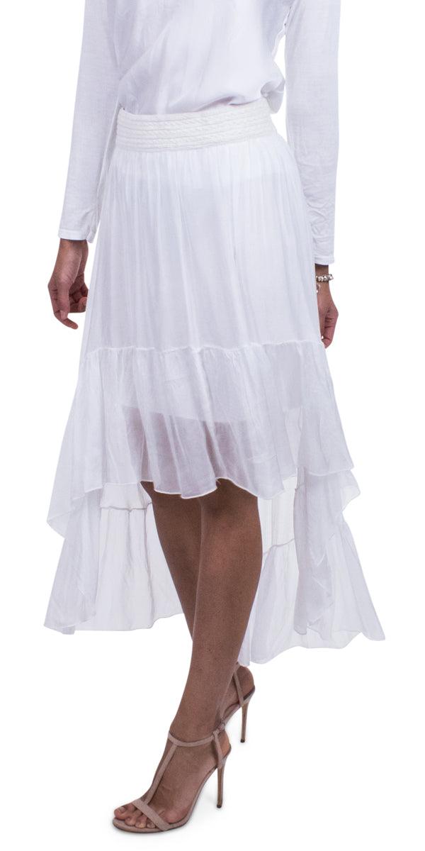 Noemie Maxi Skirt - Gigi Moda - Made in Italy # 100% Silk, Gigi Moda, Made in Italy, Maxi Skirt, OS, Ruffle, Ruffled Skirt, Silk, Skirt, Tier Ruffle, washable