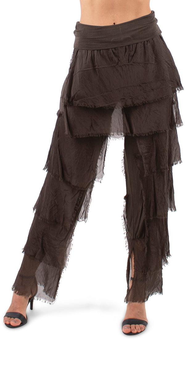 Siena Pant - Gigi Moda - Made in Italy # Gigi Moda, italian pants, italian silk, Made in Italy, OS, Pants, Ruffle, Silk, silk pants
