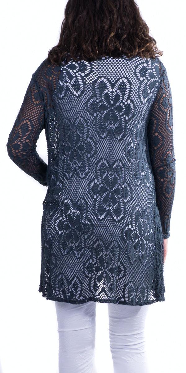 Clara Knit Cardigan - Gigi Moda - Made in Italy # 62406, Cardigan, floral, Gigi Moda, Jacket, lace knit, Made in Italy, OS, Sleeves
