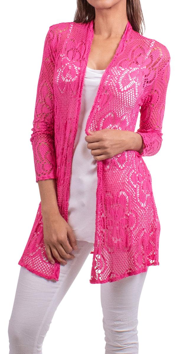 Clara Knit Cardigan - Gigi Moda - Made in Italy # 62406, Cardigan, floral, Gigi Moda, Jacket, lace knit, Made in Italy, OS, Sleeves