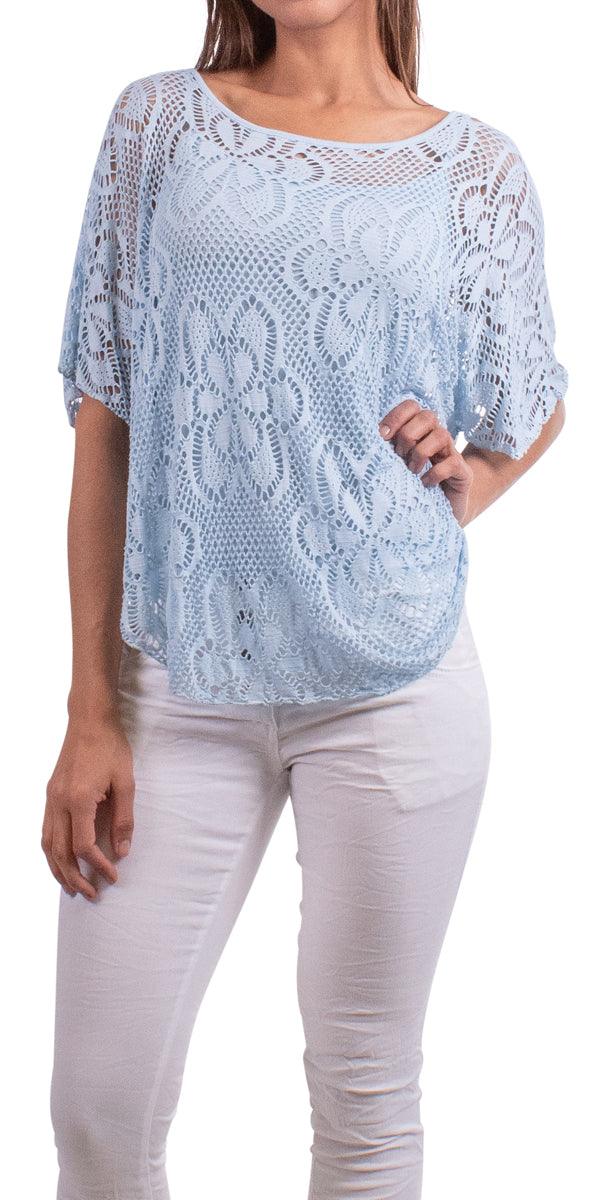 Maria Flora Lace - Gigi Moda - Made in Italy # floral design, lace top, made in italy, top, viscose