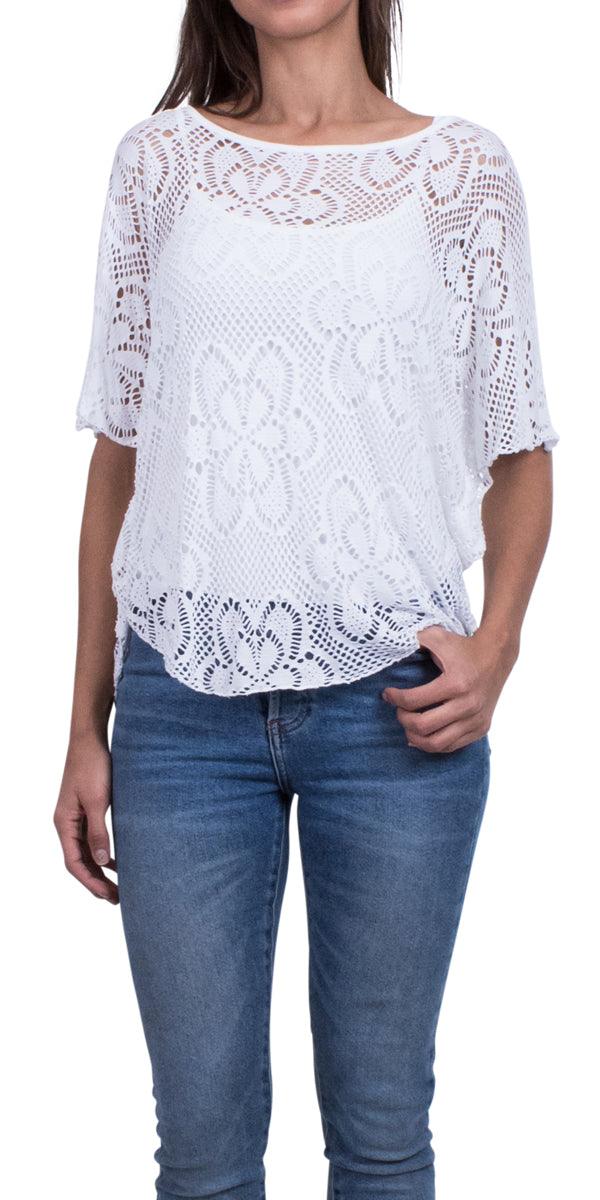 Maria Flora Lace - Gigi Moda - Made in Italy # floral design, lace top, made in italy, top, viscose