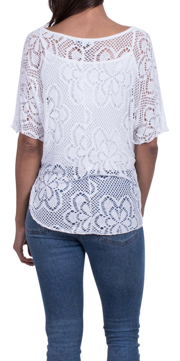 Maria Flora Lace - Gigi Moda - Made in Italy # floral design, lace top, made in italy, top, viscose