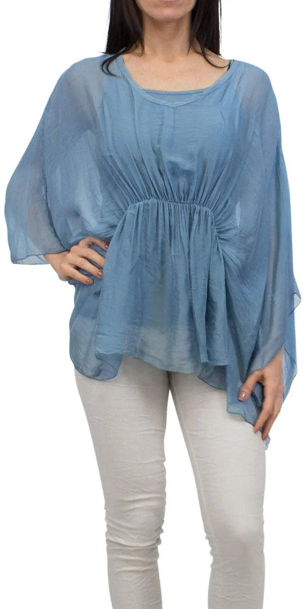 Paolita Bat-Wing Blouse - Gigi Moda - Made in Italy # Blouse, Gigi Moda, italian apparel, italian blouse, italian boutique, Italian Clothing, italian silk, italian silk blouse, Made in Italy, online shopping, OS, resort, resort wear, shop gigi moda, Silk, Two Piece, viscose, viscose blouse