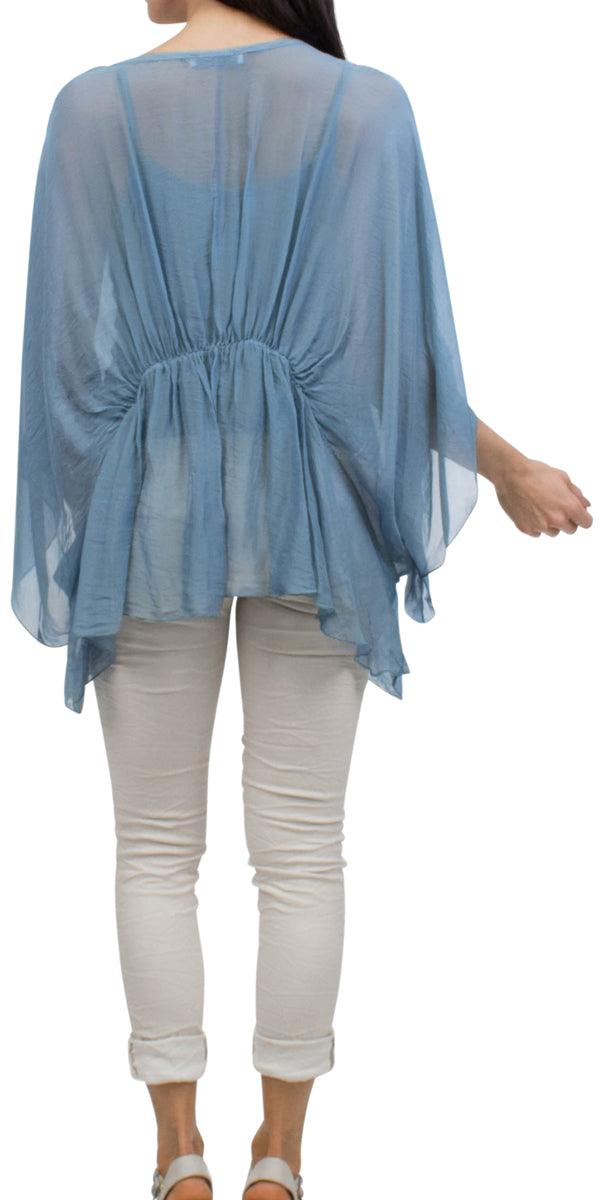 Paolita Bat-Wing Blouse - Gigi Moda - Made in Italy # Blouse, Gigi Moda, italian apparel, italian blouse, italian boutique, Italian Clothing, italian silk, italian silk blouse, Made in Italy, online shopping, OS, resort, resort wear, shop gigi moda, Silk, Two Piece, viscose, viscose blouse