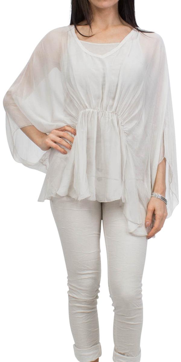 Paolita Bat-Wing Blouse - Gigi Moda - Made in Italy # Blouse, Gigi Moda, italian apparel, italian blouse, italian boutique, Italian Clothing, italian silk, italian silk blouse, Made in Italy, online shopping, OS, resort, resort wear, shop gigi moda, Silk, Two Piece, viscose, viscose blouse