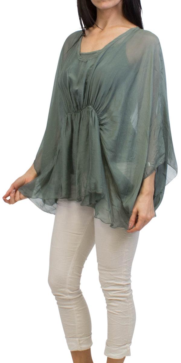 Paolita Bat-Wing Blouse - Gigi Moda - Made in Italy # Blouse, Gigi Moda, italian apparel, italian blouse, italian boutique, Italian Clothing, italian silk, italian silk blouse, Made in Italy, online shopping, OS, resort, resort wear, shop gigi moda, Silk, Two Piece, viscose, viscose blouse
