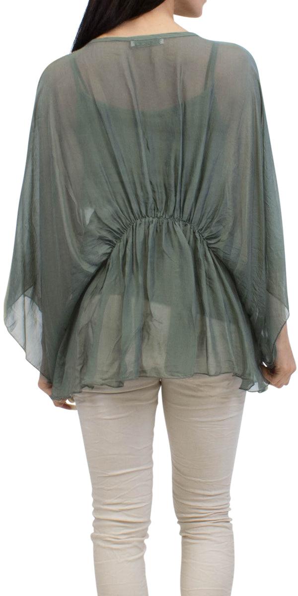 Paolita Bat-Wing Blouse - Gigi Moda - Made in Italy # Blouse, Gigi Moda, italian apparel, italian blouse, italian boutique, Italian Clothing, italian silk, italian silk blouse, Made in Italy, online shopping, OS, resort, resort wear, shop gigi moda, Silk, Two Piece, viscose, viscose blouse