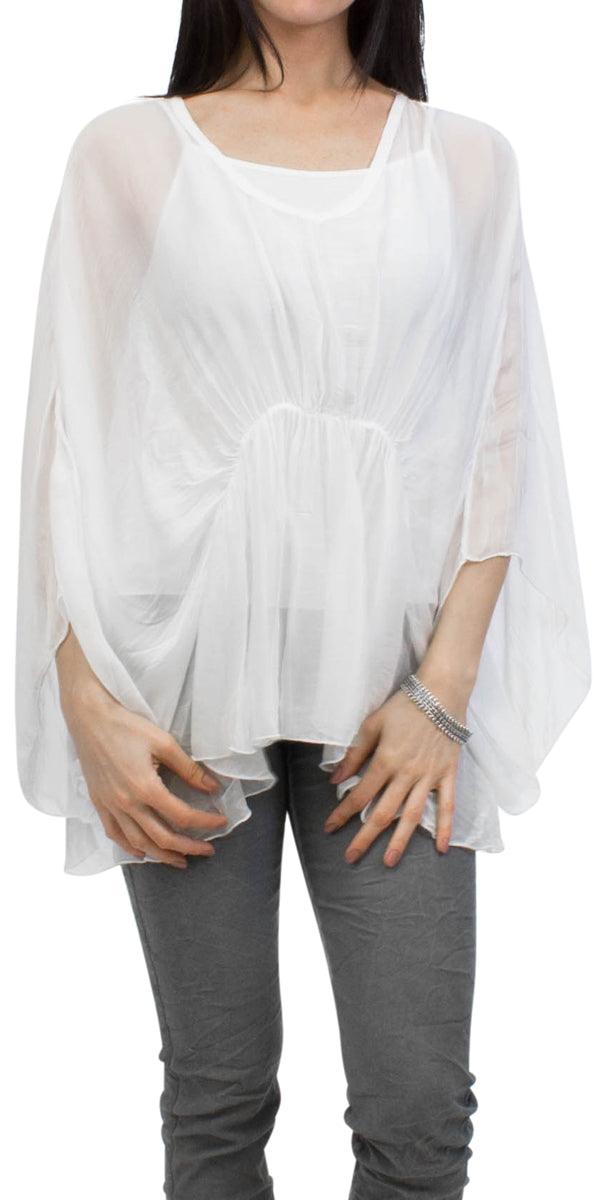 Paolita Bat-Wing Blouse - Gigi Moda - Made in Italy # Blouse, Gigi Moda, italian apparel, italian blouse, italian boutique, Italian Clothing, italian silk, italian silk blouse, Made in Italy, online shopping, OS, resort, resort wear, shop gigi moda, Silk, Two Piece, viscose, viscose blouse