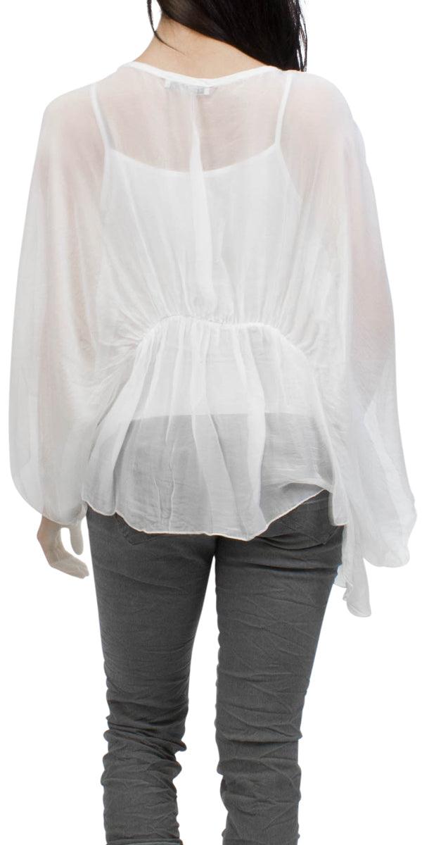 Paolita Bat-Wing Blouse - Gigi Moda - Made in Italy # Blouse, Gigi Moda, italian apparel, italian blouse, italian boutique, Italian Clothing, italian silk, italian silk blouse, Made in Italy, online shopping, OS, resort, resort wear, shop gigi moda, Silk, Two Piece, viscose, viscose blouse