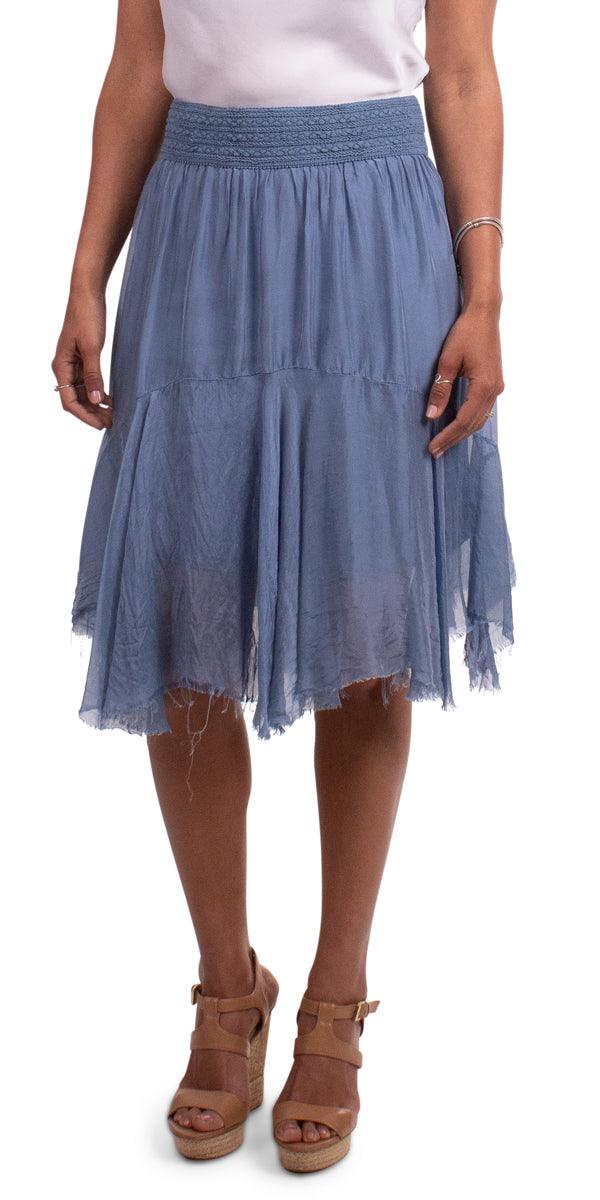 Bianca Silk Skirt - Gigi Moda - Made in Italy # asymmetrical, Made in Italy, one size, OS, raw edges, resort, resort wear, SHORT skirt, silk, skirt, viscose