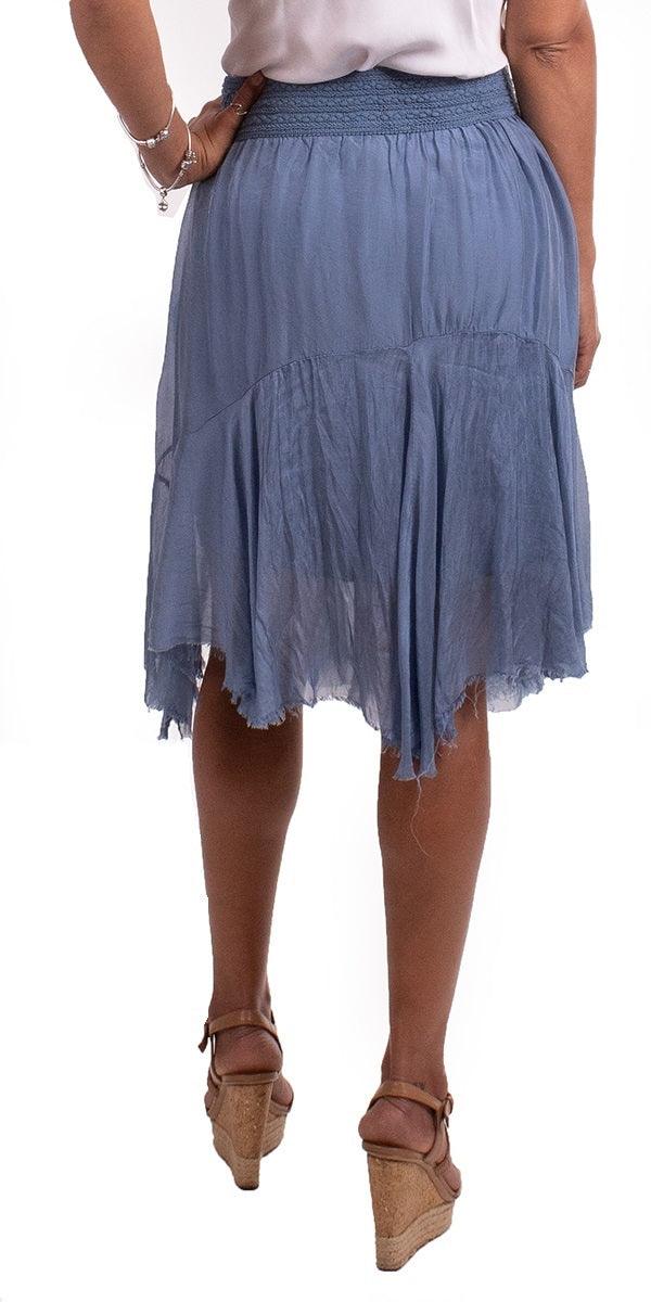 Bianca Silk Skirt - Gigi Moda - Made in Italy # asymmetrical, Made in Italy, one size, OS, raw edges, resort, resort wear, SHORT skirt, silk, skirt, viscose