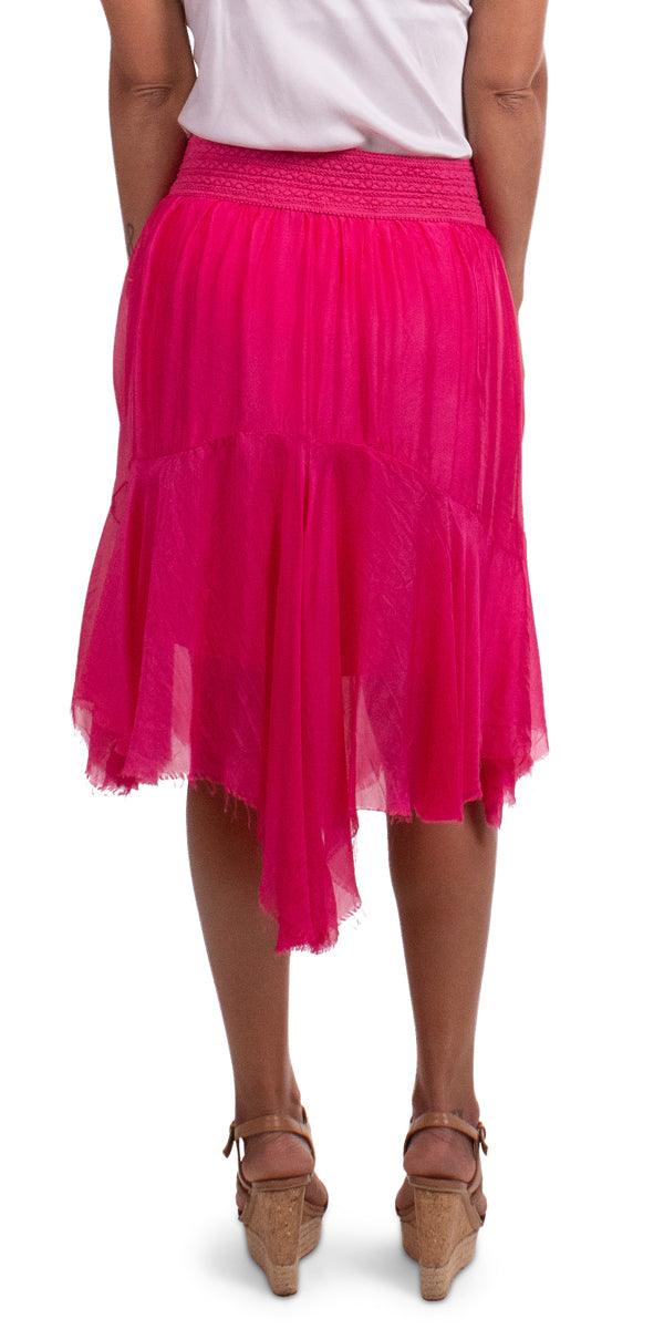 Bianca Silk Skirt - Gigi Moda - Made in Italy # asymmetrical, Made in Italy, one size, OS, raw edges, resort, resort wear, SHORT skirt, silk, skirt, viscose