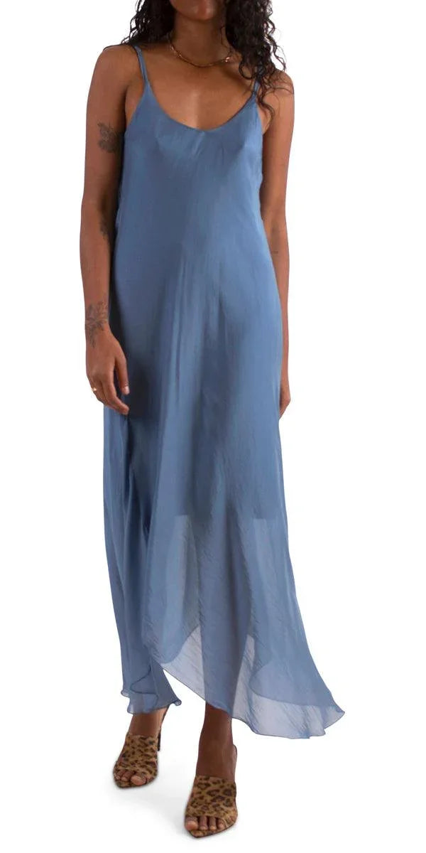 Miele Midi Dress - Gigi Moda - Made in Italy # adjustable straps, Dress, Gigi Moda, Made in Italy, midi dress, OS, resort, resort wear, Silk, Sleeveless, Spaghetti Strap, washable