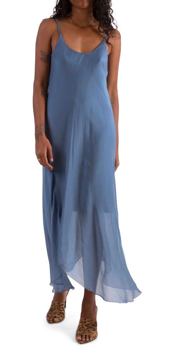 Miele Midi Dress - Gigi Moda - Made in Italy # adjustable straps, Dress, Gigi Moda, Made in Italy, midi dress, OS, resort, resort wear, Silk, Sleeveless, Spaghetti Strap, washable