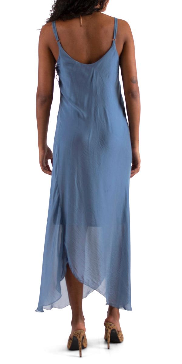 Miele Midi Dress - Gigi Moda - Made in Italy # adjustable straps, Dress, Gigi Moda, Made in Italy, midi dress, OS, resort, resort wear, Silk, Sleeveless, Spaghetti Strap, washable