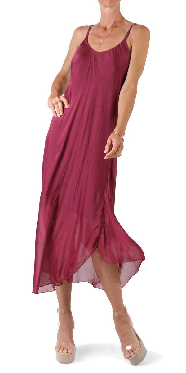 Miele Midi Dress - Gigi Moda - Made in Italy # adjustable straps, Dress, Gigi Moda, Made in Italy, midi dress, OS, resort, resort wear, Silk, Sleeveless, Spaghetti Strap, washable