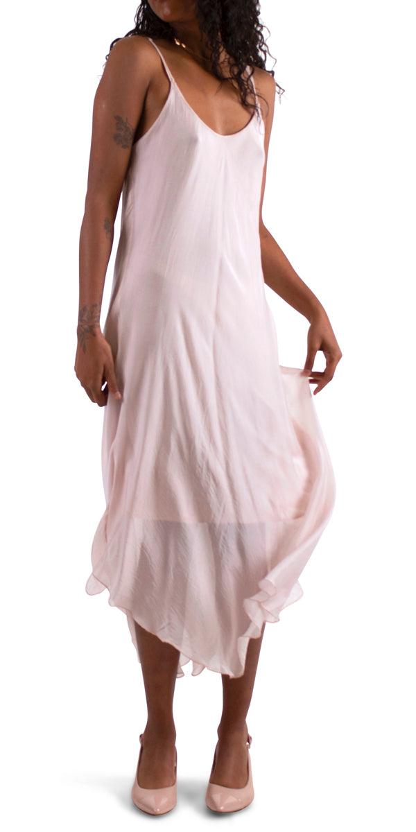 Miele Midi Dress - Gigi Moda - Made in Italy # adjustable straps, Dress, Gigi Moda, Made in Italy, midi dress, OS, resort, resort wear, Silk, Sleeveless, Spaghetti Strap, washable