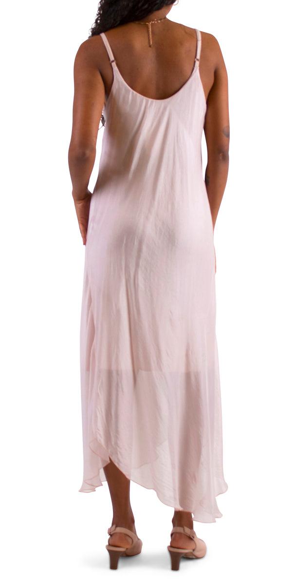 Miele Midi Dress - Gigi Moda - Made in Italy # adjustable straps, Dress, Gigi Moda, Made in Italy, midi dress, OS, resort, resort wear, Silk, Sleeveless, Spaghetti Strap, washable