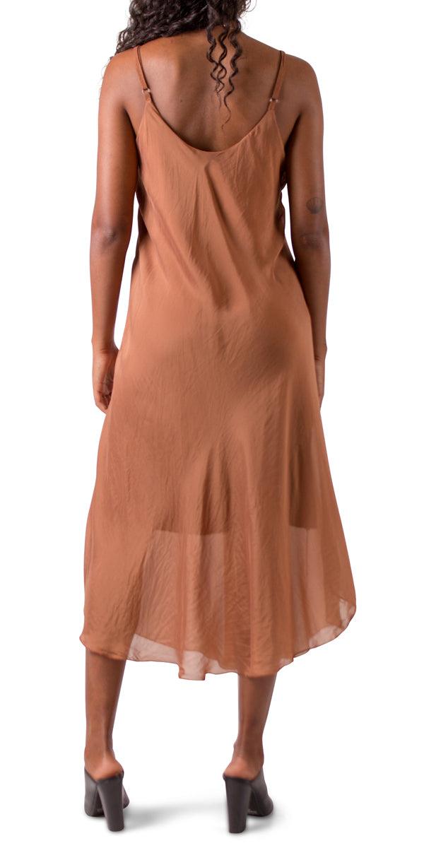 Miele Midi Dress - Gigi Moda - Made in Italy # adjustable straps, Dress, Gigi Moda, Made in Italy, midi dress, OS, resort, resort wear, Silk, Sleeveless, Spaghetti Strap, washable