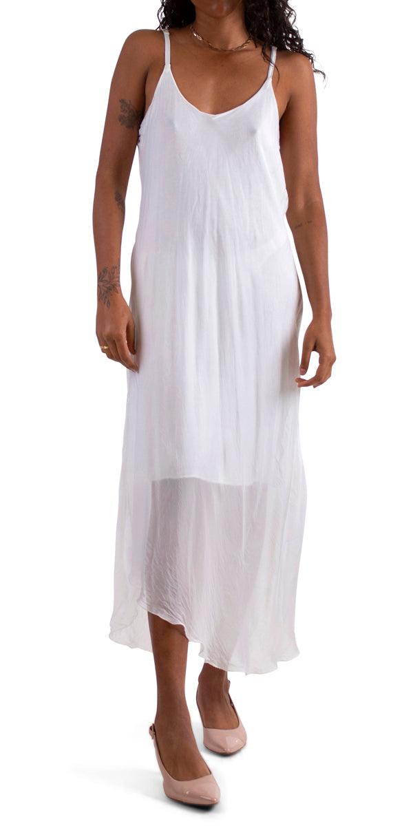 Miele Midi Dress - Gigi Moda - Made in Italy # adjustable straps, Dress, Gigi Moda, Made in Italy, midi dress, OS, resort, resort wear, Silk, Sleeveless, Spaghetti Strap, washable