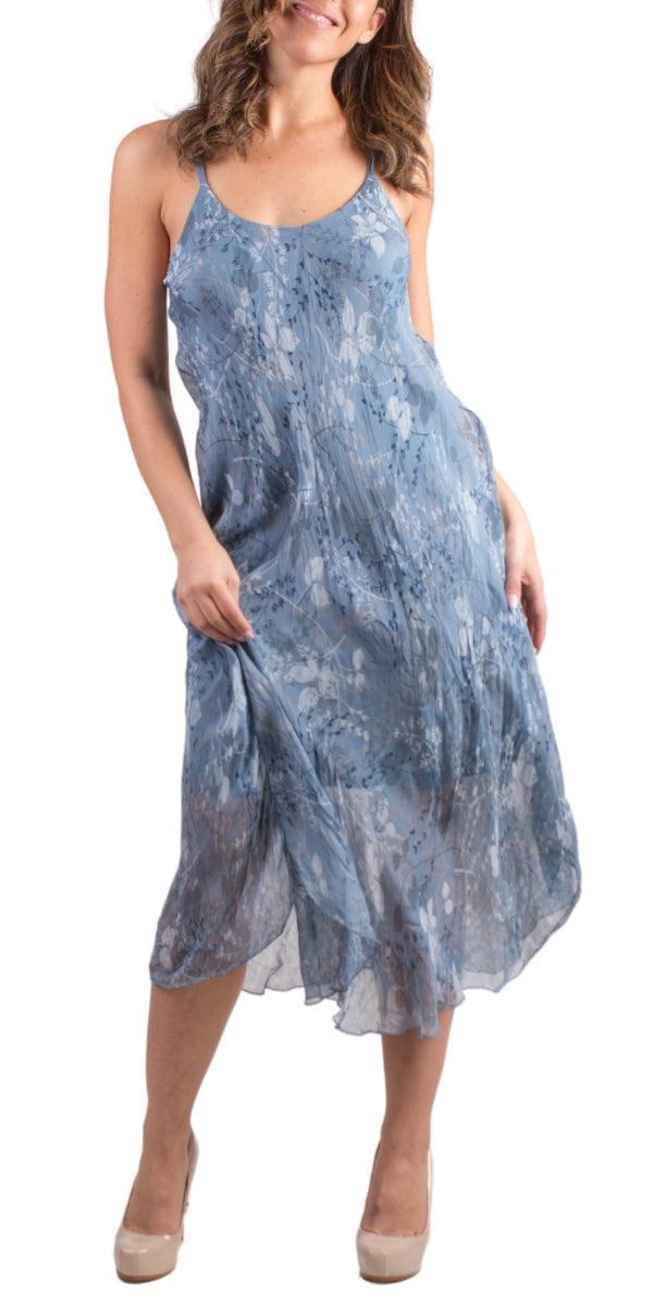 Giardino Miele Midi Dress - Gigi Moda - Made in Italy # adjustable straps, Dress, floral print, Gigi Moda, Made in Italy, maxretail, midi dress, OS, resort, resort wear, Silk, Sleeveless, Spaghetti Strap, washable