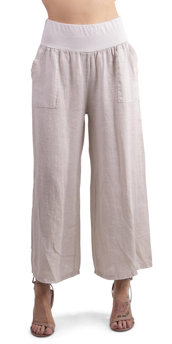 Vieste Linen Pants - Gigi Moda - Made in Italy # 100% Linen, black pants, bottoms, Gigi Moda, Linen, linen pants, Made in Italy, OS, Pants, resort, resort wear, spring, summer, washable, white linen pants, white pants