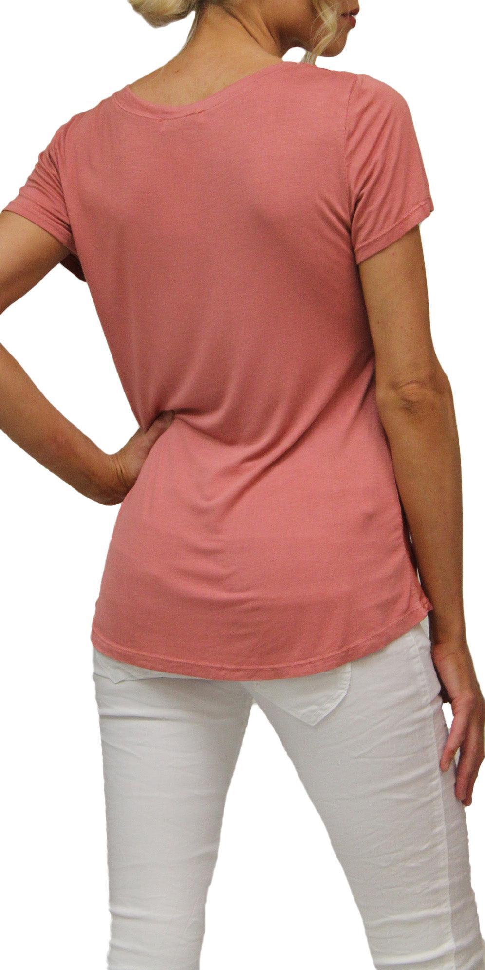 Nola Satin Tee - Gigi Moda - Made in Italy # Cotton, elastane, Gigi Moda, Made in Italy, OS, satin, short sleeve, short sleeve top, Top, v-neck