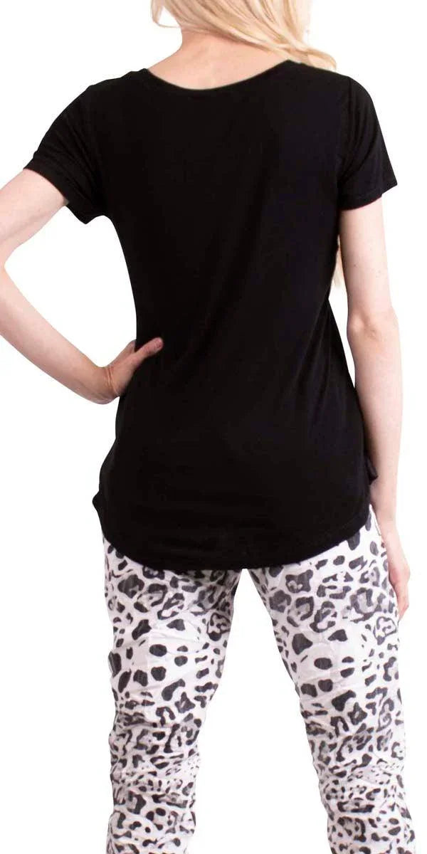 Nola Satin Tee - Gigi Moda - Made in Italy # Cotton, elastane, Gigi Moda, Made in Italy, OS, satin, short sleeve, short sleeve top, Top, v-neck